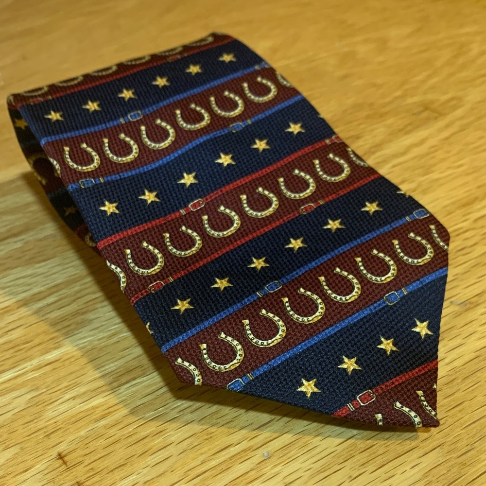 Tommy Hilfiger Gold and Red Horseshoe Tie